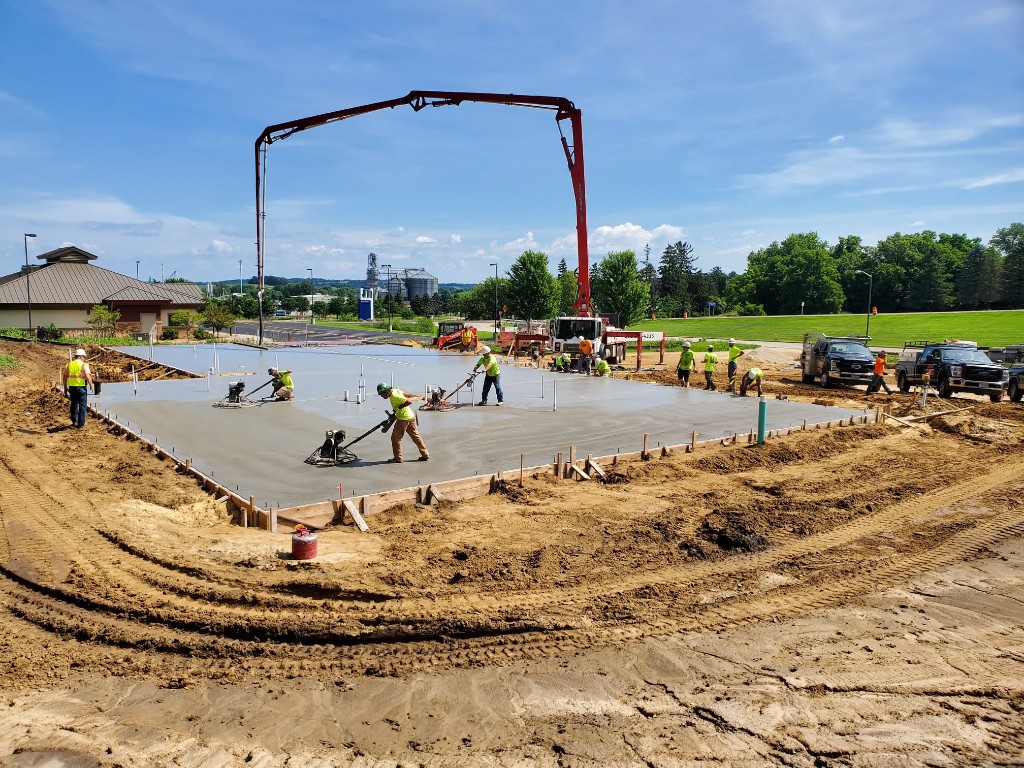 Large industrial concrete floor pour