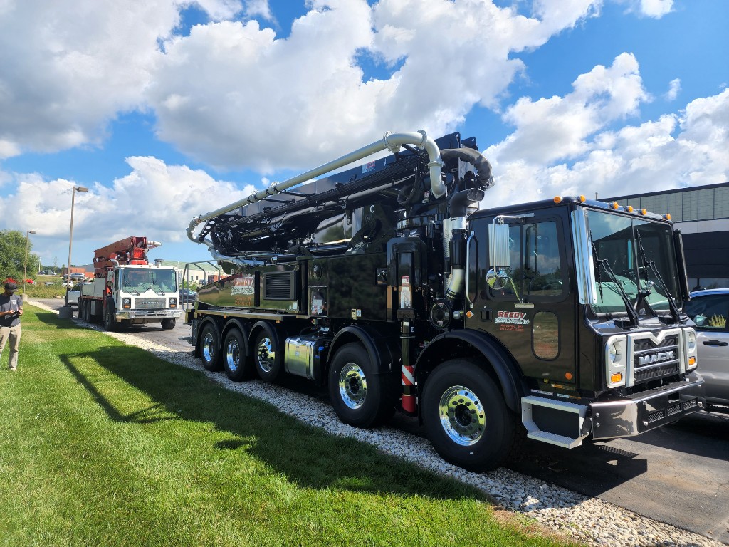 Reedy Concrete Mack pump truck parked at a jobsite