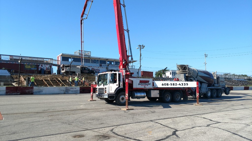 Reedy Concrete pump truck on a jobsite