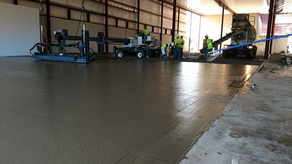 Reedy Concrete crew finishing a concrete pour